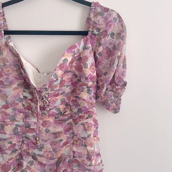 NWT Floral Ruched Mini Dress - Picture 2 of 7
